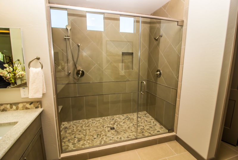 Contemporary Shower with Floor-to-Cest Glass